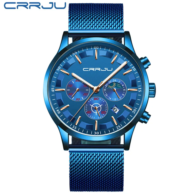 Reloj Para Hombre (blue Rose), Elegante, Deportivo, Totalmente De Acero Inoxidable, Resistente Al Agua.