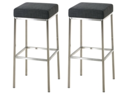 Juego de 2 taburetes de bar Montreal 80 de tela gris oscuro/acero inoxidable CLP