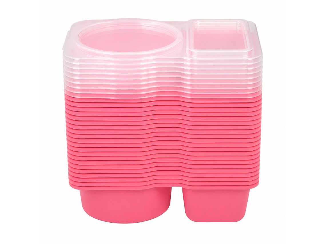 Salsera Polski Pp Alimentario Rosa 15x9,3x8,5 Cm 10 Uds Hermética 2 Compartimentos Para Lunch Y Aperitivos Portátil