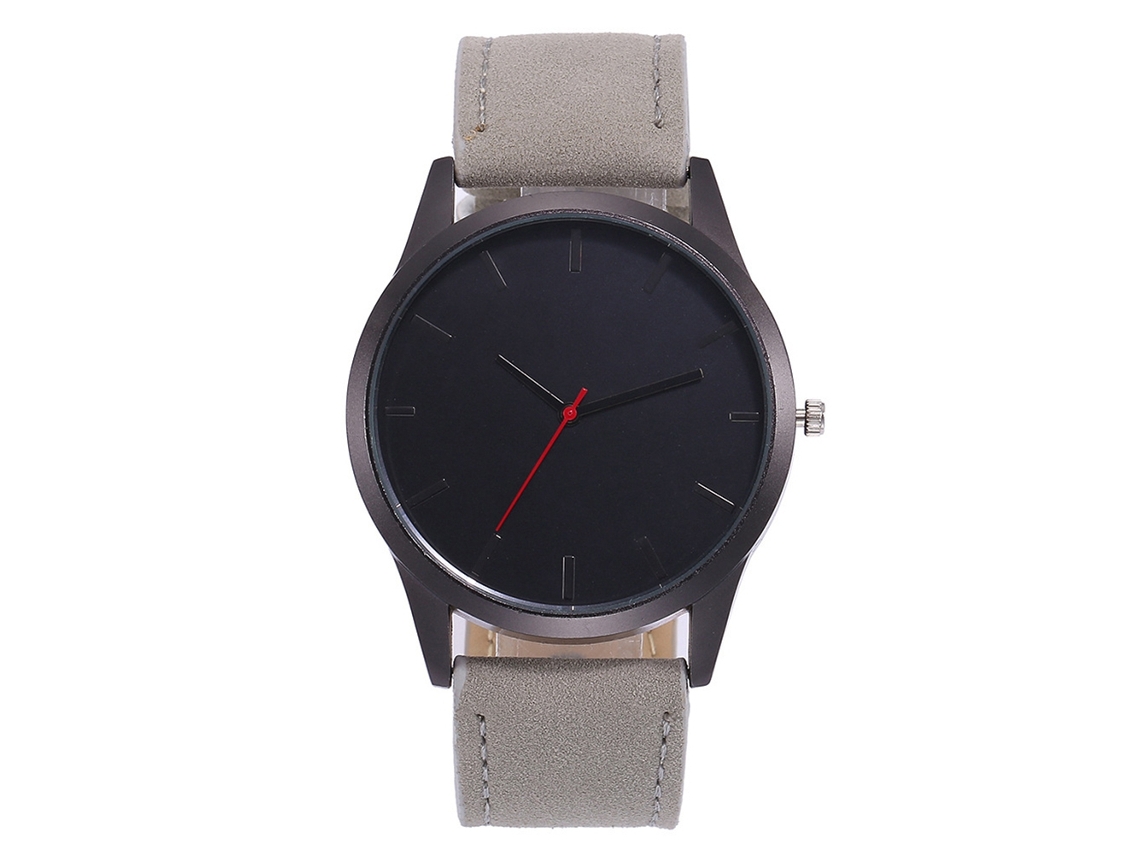 Reloj De Pulsera Analógico Redondo De Cuarzo, Estilo Casual De Negocios, Correa De Cuero Gris.