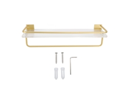 Estante de pared para baño, aluminio, no requiere taladro, color dorado, 40 cm