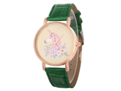 Reloj De Cuarzo Con Correa De Cuero, Estilo Moderno Y Sencillo Para Jóvenes Enamorados (verde)