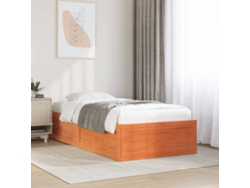 Estructura De Cama Sin Colchón Madera De Pino Marrón 90x200 Cm