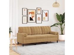 Sofá De 3 Plazas | Sofá De Salón | Sofá De Descanso Con Cojines Terciopelo Marrón 180 Cm Wsd988590