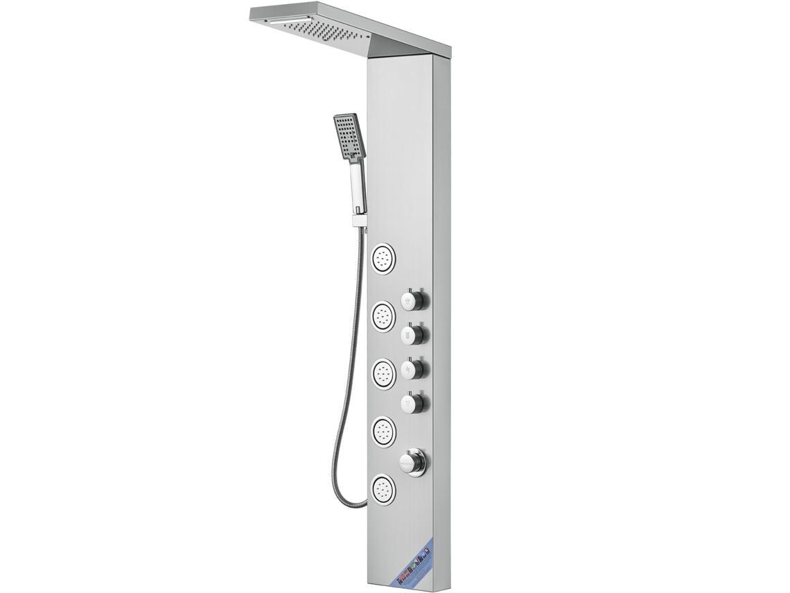 Panel de ducha de acero inoxidable Succebuy con sistema de ducha de lluvia y cascada de 4 modos