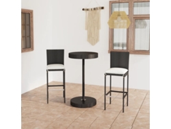 Conjunto de bar de jardín de 3 piezas con cojines de mimbre negros de DKD Home Decor