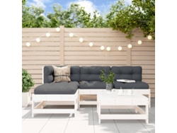 Conjunto de salón de jardín de 5 piezas en madera maciza de pino, blanco, Dkd Home Decor