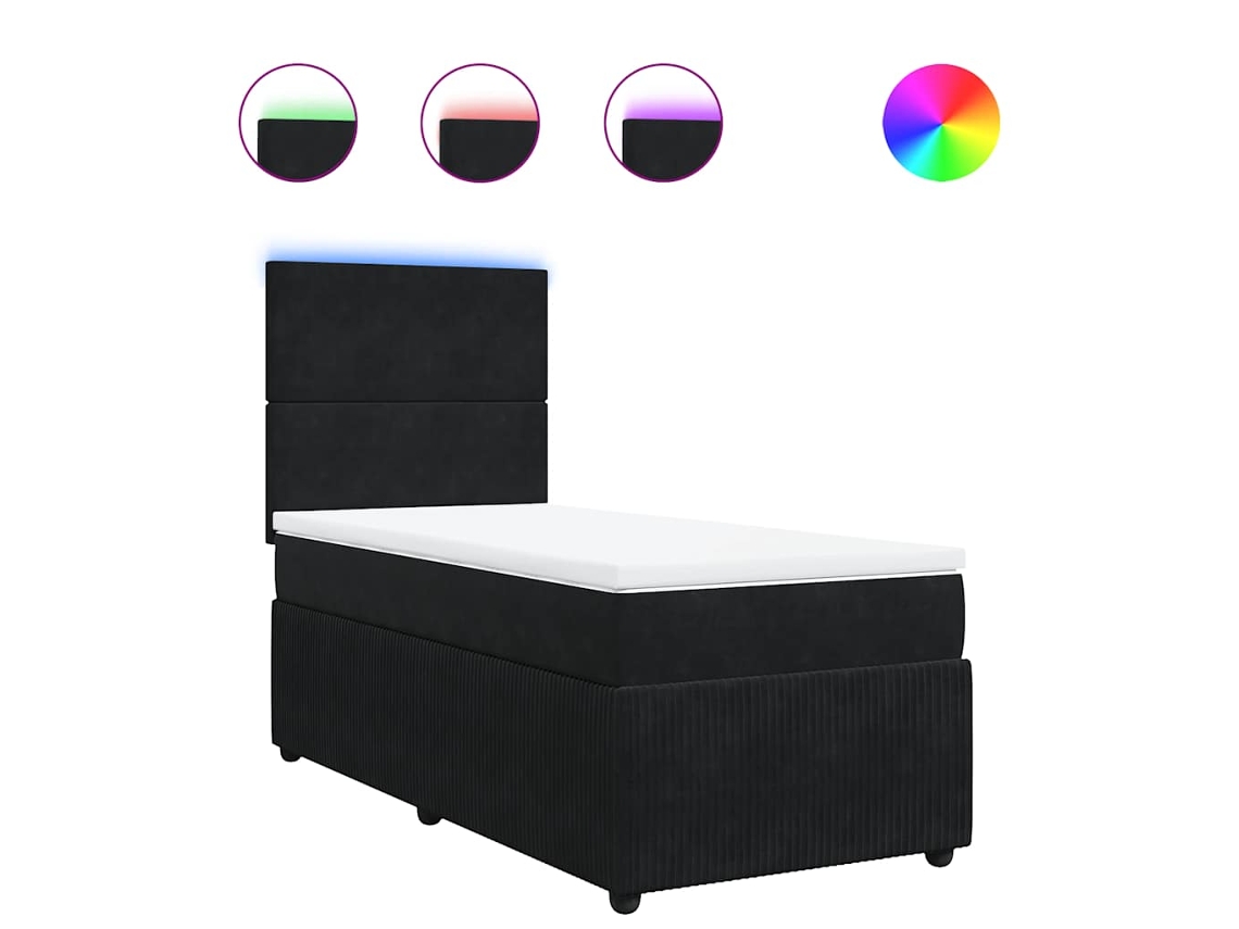Maison Exclusive - Cama Box Spring Con Colchón Cuero Sintético Negro 90x190 Cm