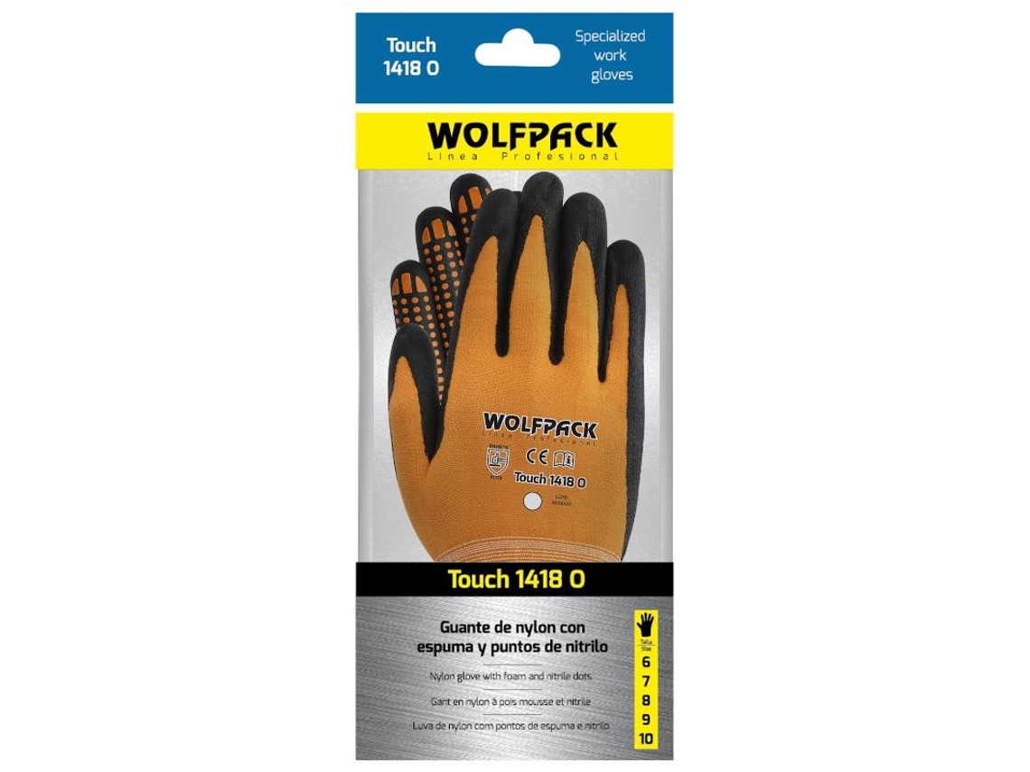 Guantes nylon con palma en foam y puntos nitrilo touch 8 (par)