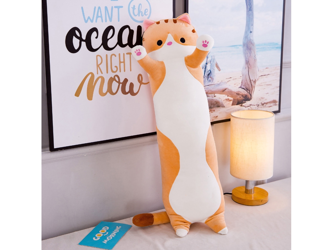 2026-almohada Corporal Larga De Peluche Gato Marrón 70cm Juguete Suave Para Dormir Y Abrazar Regalo