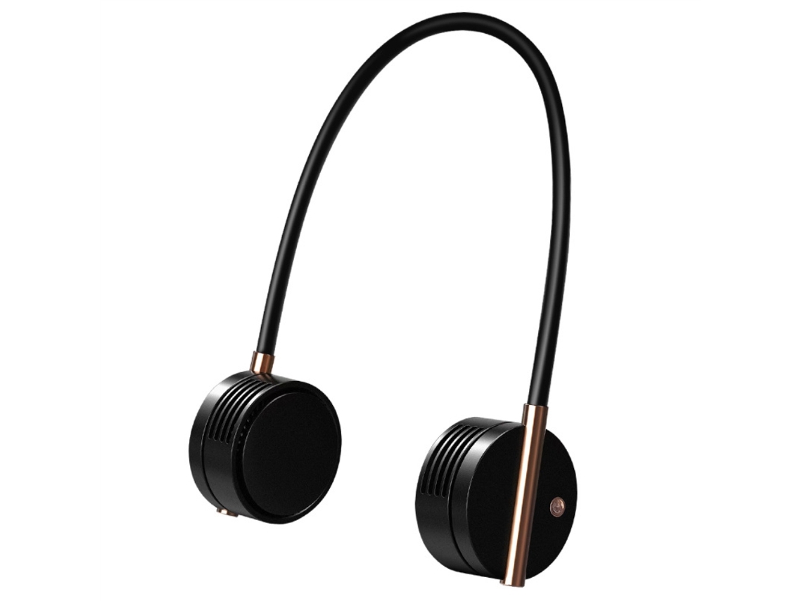 Ventilador de cuello inalámbrico portátil recargable - Negro