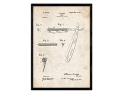 Póster NACNIC con Patente de Cuchilla de Afeitar. con Diseño de Patente Antigua.