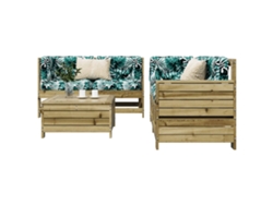 Conjunto de sofás de jardín de 5 piezas en madera de pino impregnada, Dkd Home Decor