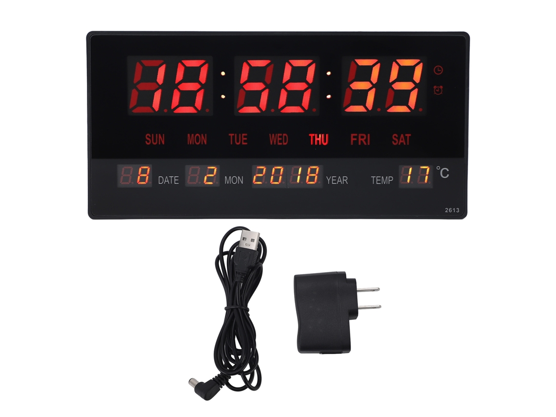 2026-reloj Digital Led Grande Con Pantalla De Números Grandes, Temperatura Y Alarma De Pared