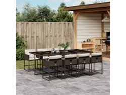 Juego de comedor de jardín de 9 piezas con cojines de mimbre marrón de DKD Home Decor