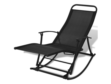 MAISON EXCLUSIVE - Silla mecedora de jardín acero y textilene negro