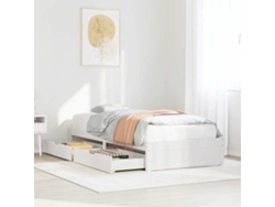 Estructura De Cama Sin Colchón Madera Maciza Blanca 75x190 Cm
