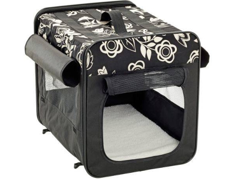 Transportadora para Gatos KARLIE FLAMINGO Smart Top con Flores (Negro - 35 x 31 x 27 cm - Acero)