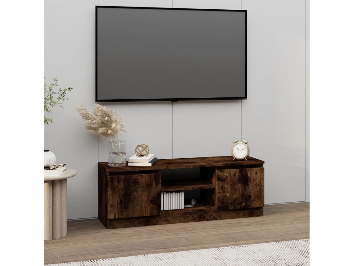 Estantería/Mueble de TV con Puerta 102X30X36 Cm Roble Ahumado
