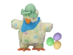 Juguete De Pollo De Peluche Eléctrico Que Pone 3 Huevos Bailando Con Música 30cm Punto Amarillo Claro