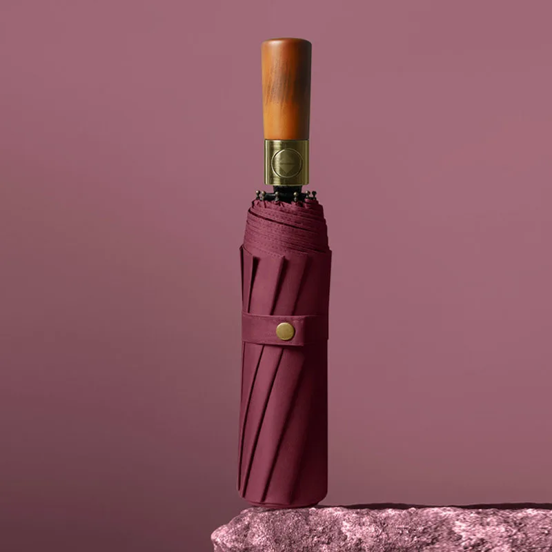 (borgoña, 12k) Paraguas Grande Automático, Resistente Al Viento Y A La Lluvia, Con Protección Solar Upf50+.
