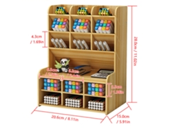 Organizador De Escritorio De Madera Con 15 Compartimentos Para Bolígrafos, Lápices Y Material Escolar Y De Oficina.