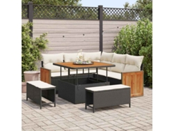 Maison Exclusive - Conjunto De Sofás De Jardín 9 Pcs Negro Y Crema Ratán Sintético