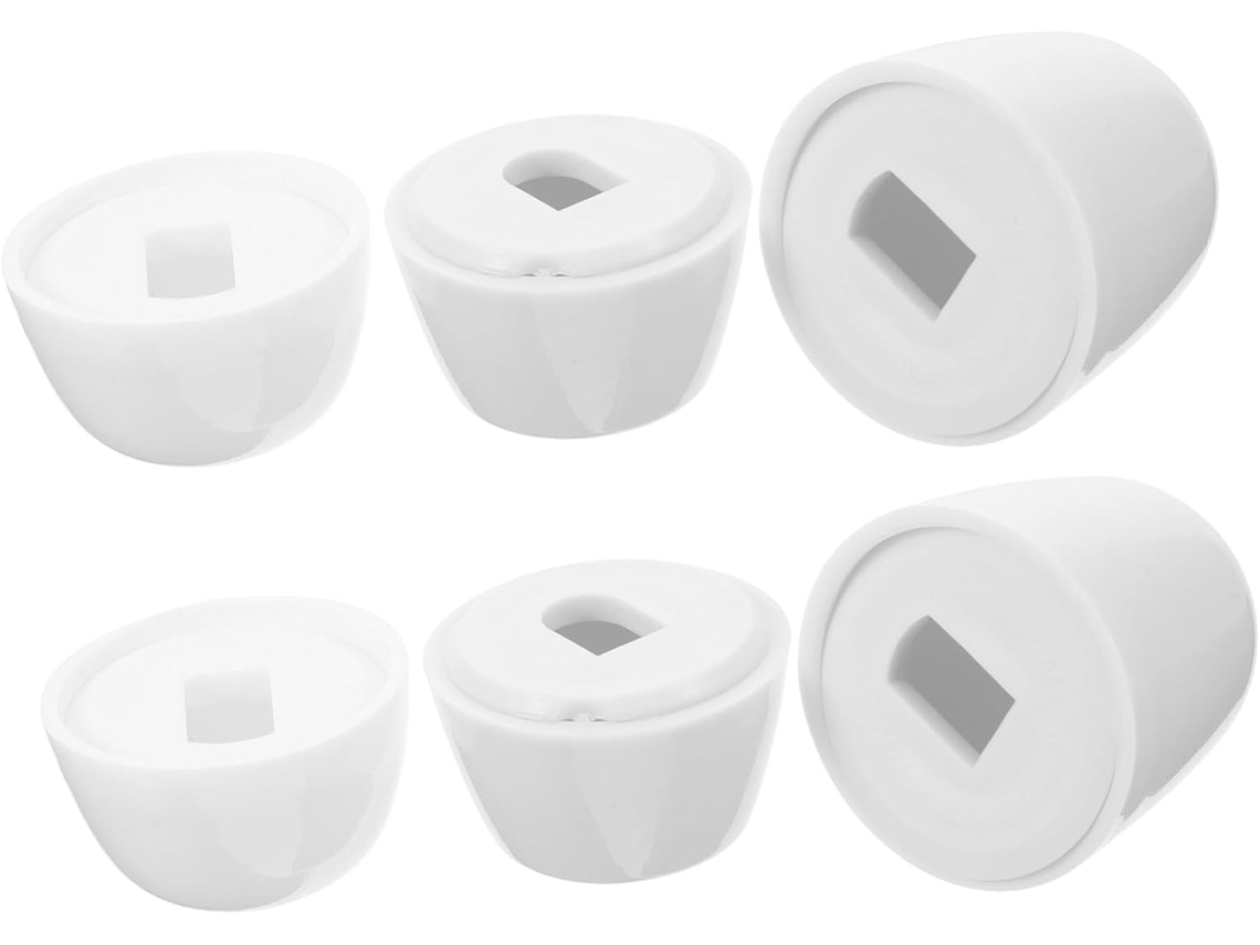 Juegos de tapones de rosca de plástico blanco.