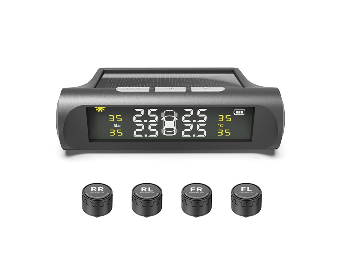Sistema De Monitoramento De Pressão Dos Pneus Sem Fio (tpms), Bateria Solar/usb*