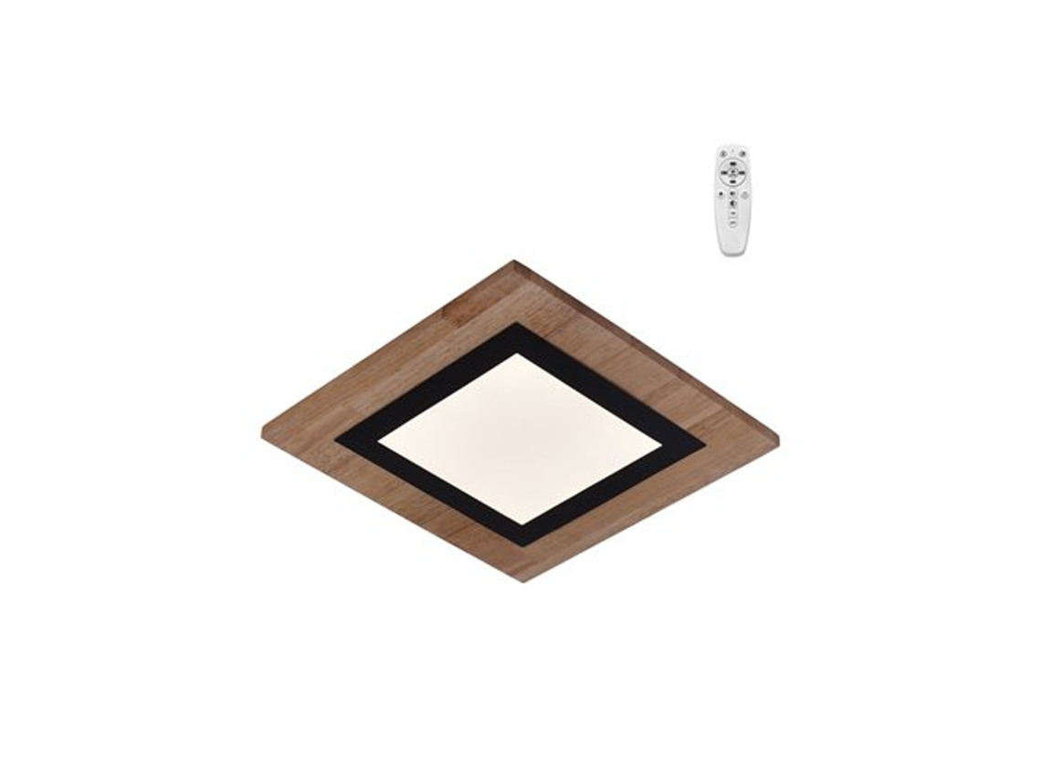 Plafón Cuadrado Led Regulación Smart Hasbi (24w 3cct 1400lm) – Madera/negro