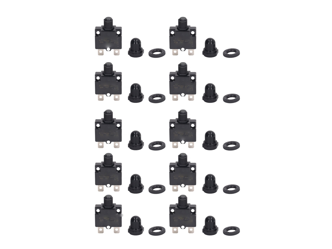 10 Conjuntos Relé De Reinicio Manual 25a 125-250vac 65vdc Protector De Sobrecarga Con Gorro Impermeable