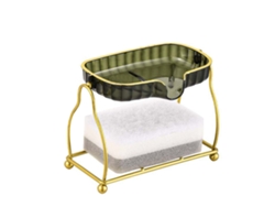 Prato De Sabão De Duas Camadas Com Escoamento Aço Forjado Transparente Verde Para Banheiro