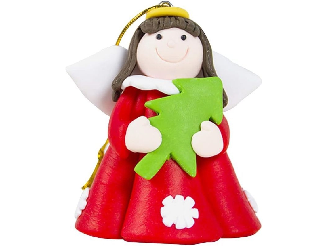 2026-2 Adornos De Ángel Alados Para Árbol De Navidad De Cerámica Suave Decoración Navideña Roja