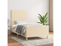 Estructura De Cama Sin Colchón Tela Crema 90x200 Cm