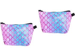 Neceser De Viaje Multifuncional Con Diseño De Escamas De Sirena, De 2 Piezas.