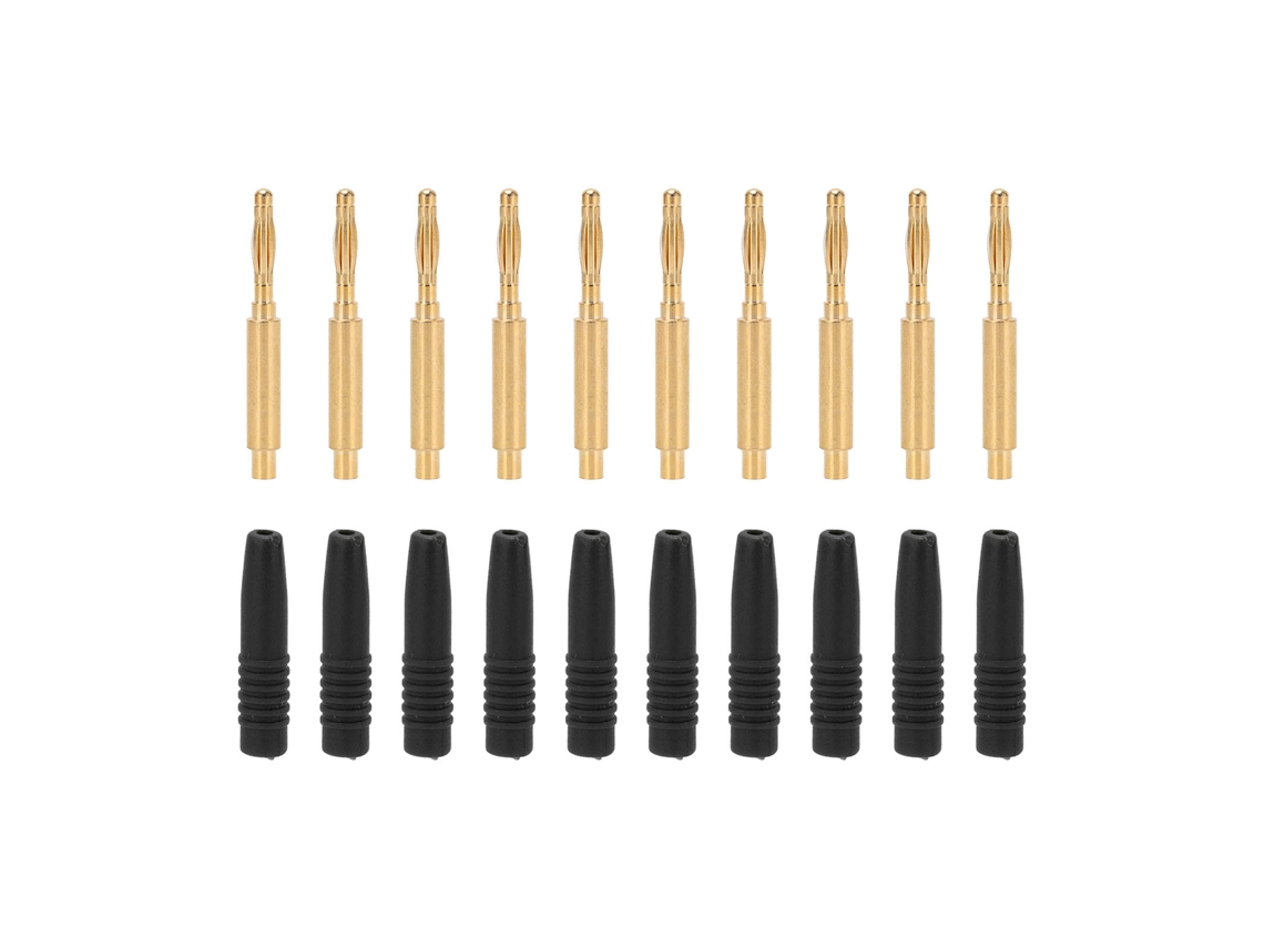 10 Conectores Banana Chapados En Oro De 2 Mm, Macho, Aislados Y Con Tapa Para Equipos De Prueba.