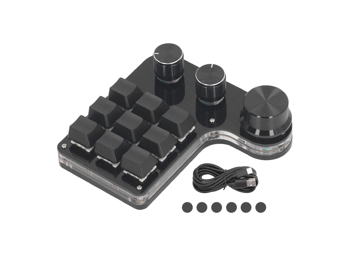 Mini Teclado Mecánico, 9 Teclas, 3 Botones, Interruptor Rgb Rojo, Cable Usb-c