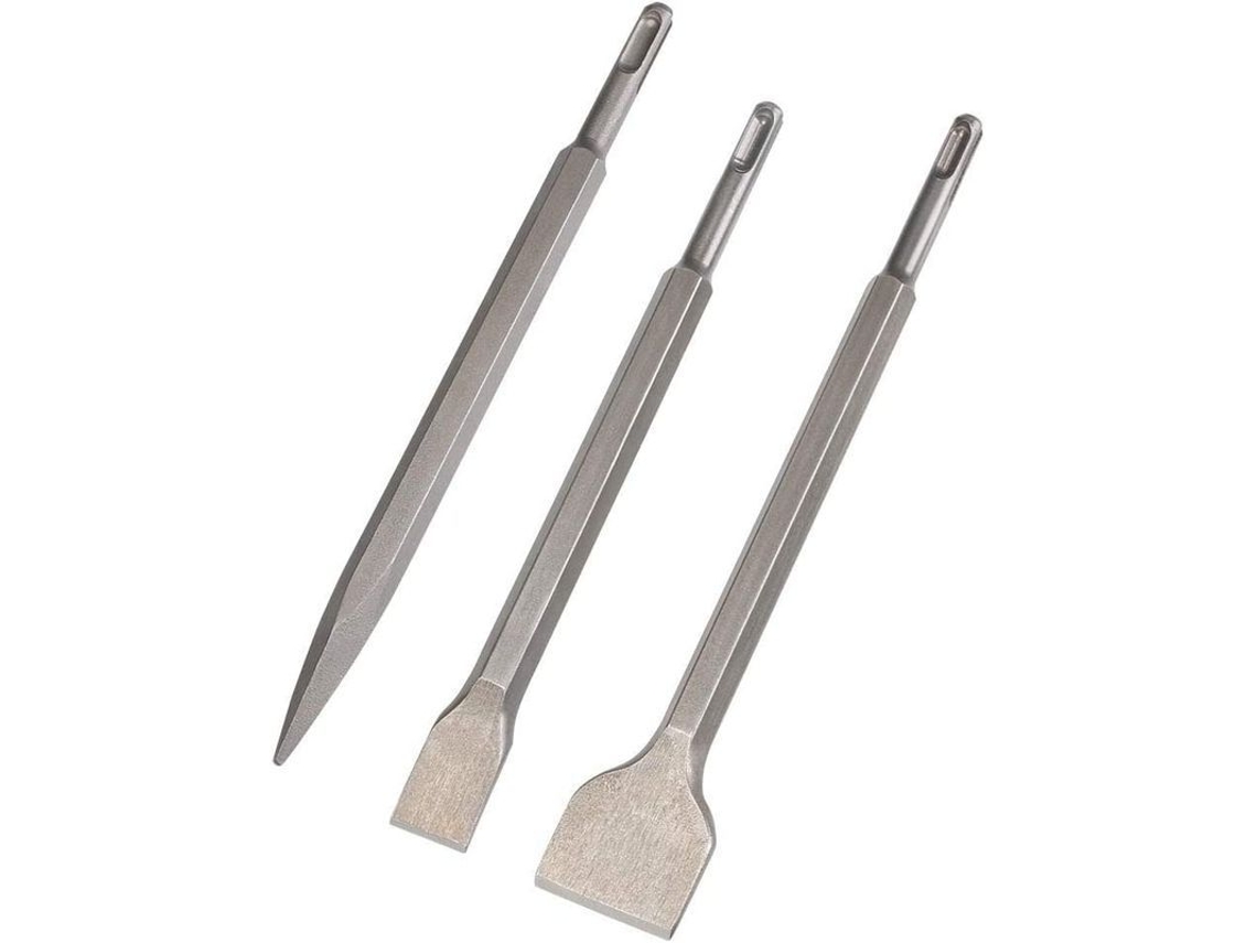 Conjunto De 3 Cinceles Sds Plus Para Taladros Y Martillos De Impacto En Concreto Y Bloques De Construcción