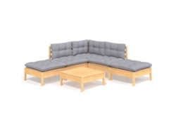 Maison Exclusive - Juego De Muebles De Jardín 6 Pzas Y Cojines Madera Pino Gris