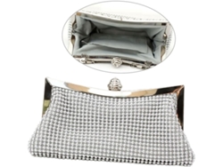 Bolso De Mano Para Mujer Adornado Con Pedrería Plateada, Estilo Cadena, Elegante Bolso De Noche...