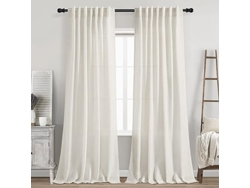 Cortinas Lino Crema 2 Paneles, Semitransparentes Estilo Moderno
