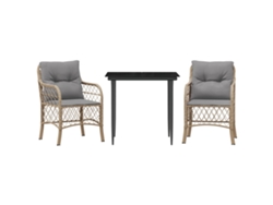 Maison Exclusive - Sillas Y Mesita De Jardín 3 Piezas Ratán Sintético Cojín Beige