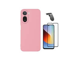 Kit Vidro Temperado Capa Silicone Líquido Suporte L Phonecare Para Xiaomi Redmi A7 Pro 4g - Rosa