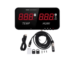 Termómetro Higrómetro Industrial Para La Medición De Temperatura Y Humedad Con Pantalla Led De 13 Pulgadas, Ideal Para Invernaderos Y Ambientes Interiores.