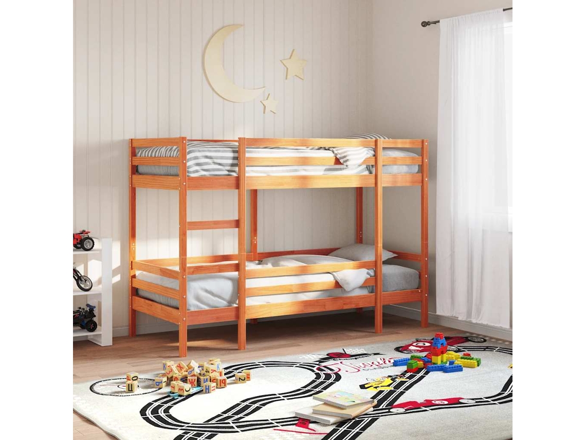 Litera De Madera Maciza De Pino Marrón Cera 75x190 Cm