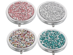4 piezas Miroir De Poche Rond à Strass Doble Cara Con Vue Y Grossissement Léger Y Pliable Pour...