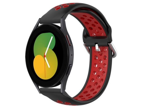 Correa de reloj inteligente para Samsung Galaxy Watch 5, banda de reloj deportiva transpirable perforada de silicona de 40mm y 20mm (negro + rojo)