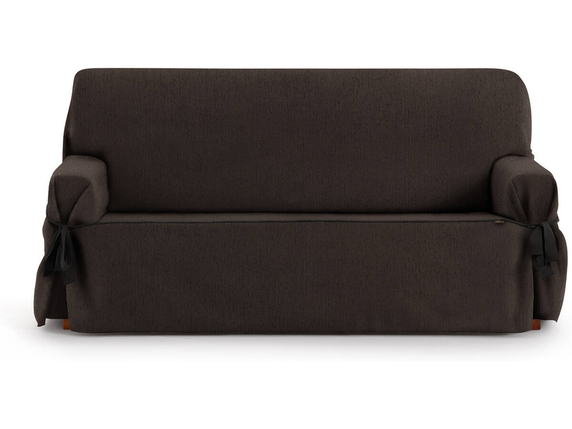 Funda de Sofá 2 Plazas EYSA Mid con Lazos (110 x 70 x 180 cm - Poliéster y Algodón - Marrón)