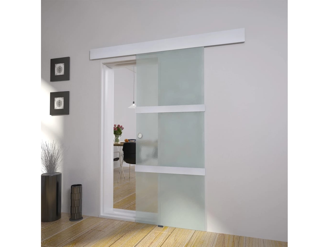Puerta corrediza de aluminio y vidrio plateado de 178 cm, DKD HOME DECOR