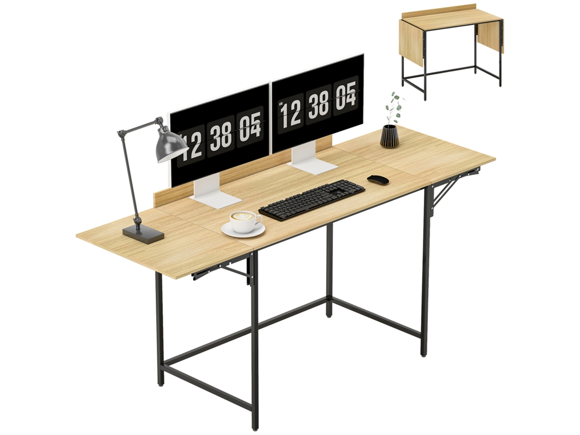 Escritorio Plegable Extensible Monitor Roble Negro